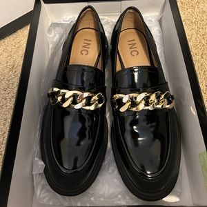 NWB INC Chunky Black Patent Leather Loafers size 8